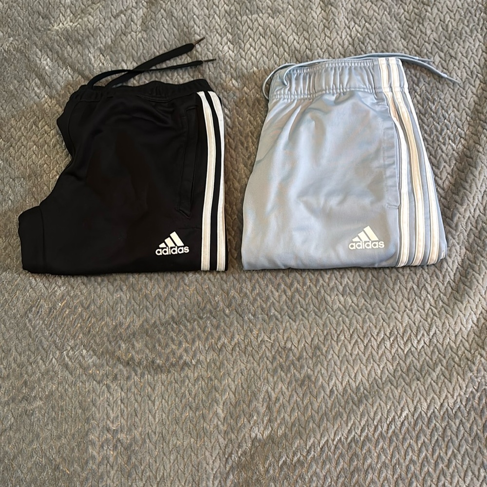 Unisex Adidas Bundle of Two Sweatpants Black White and Blue White Size Small